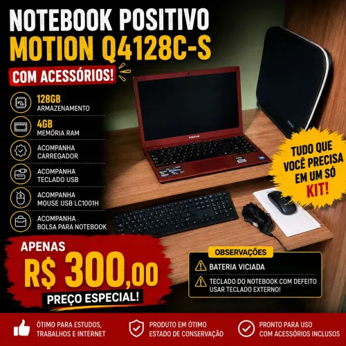 Notebook Positivo Motion Q4128C-S + ACESSÓRIOS