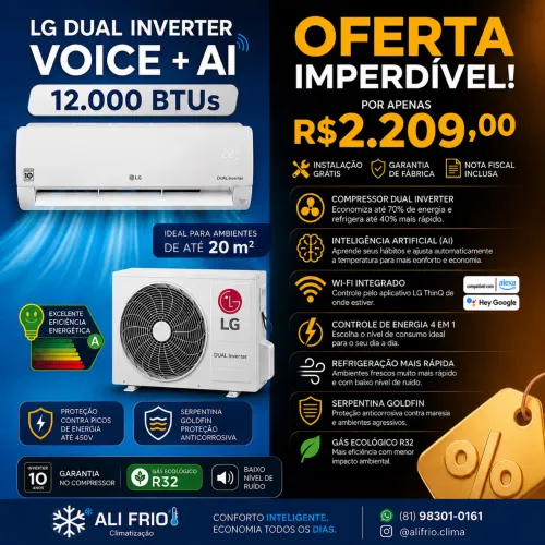 LG dual inverter 12k VOICE + IA (Novo)