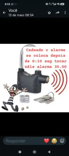 Cadeado alarme super massa ótimo