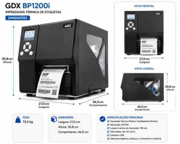 Impressora térmica de etiqueta GDX modelo: BP1200i