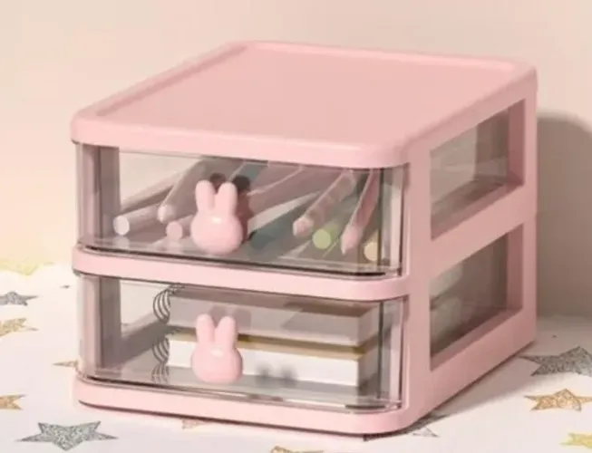 Organizador de Mesa Porta Treco com Coelho Fofo - Gaveta Multifuncional