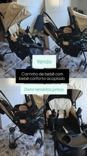 Carrinho de bebê com bebê conforto