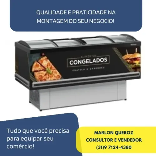 Ilha de Congelados Vidro Curvo 2M Gelopar
