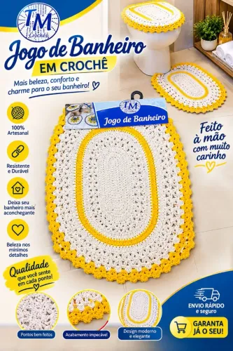 Kit 3 peças feita a mão para seu Banheiro