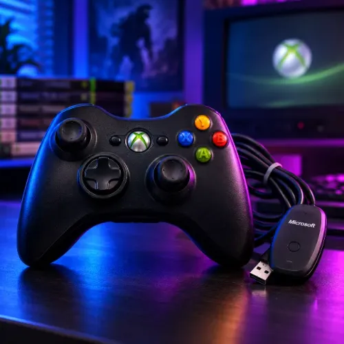 Controle original Microsoft Xbox 360 com fio USB para Xbox e PC