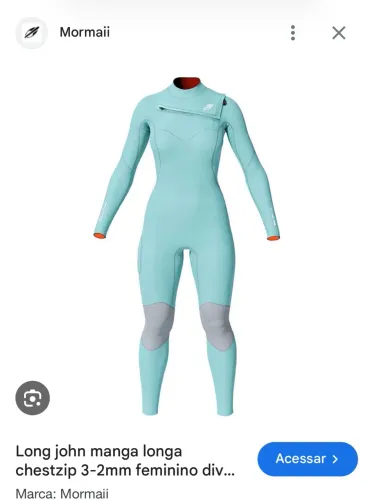 Long john manga longa chestzip 3-2mm feminino diva pro surf Mormaii