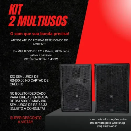 SISTEMA DE SOM COMPLETO KIT MULTUSO ativo