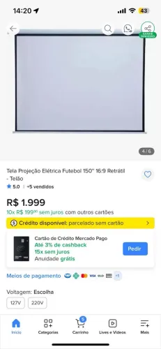 Tela de Projeçao eletrica 150? Tronos Barato Urgente