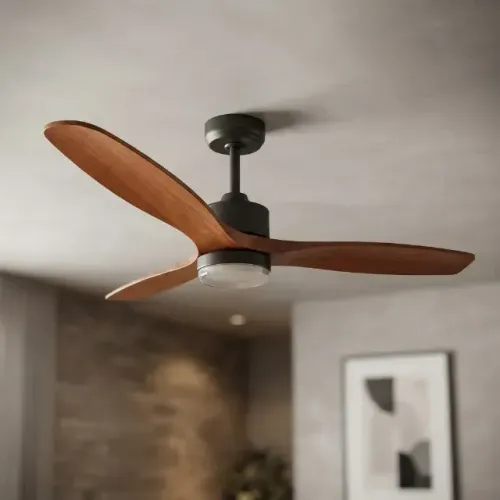 Ventilador De Teto 3 Pás Preto Mogno Com Led Multicolor