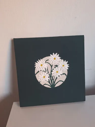 Quadro decorativo margarida 3D