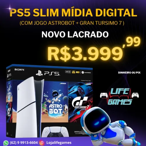 Playstation 5 Slim Mídia Digital Novo c/ garantia, loja física
