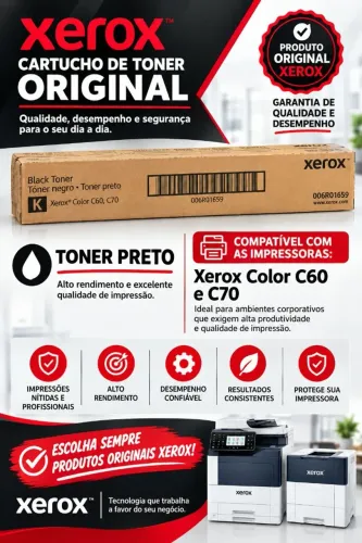 Toner preto Xerox Color C60 e C70
