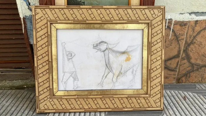Antigo quadro com desenho 