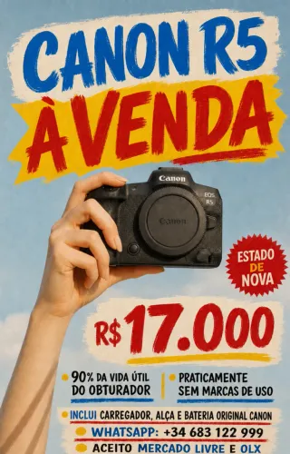 Câmera Canon Eos R5 Mirrorless 8k (corpo) Preto
