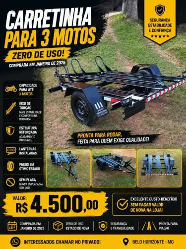 Carretinha NOVA para 3 motos