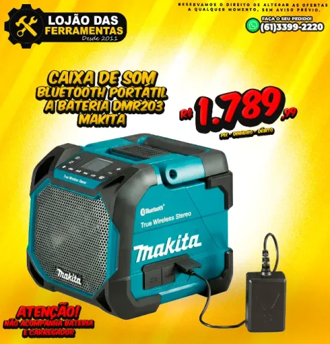 Caixa de Som Bluetooth Portátil a Bateria Dmr203 Makita