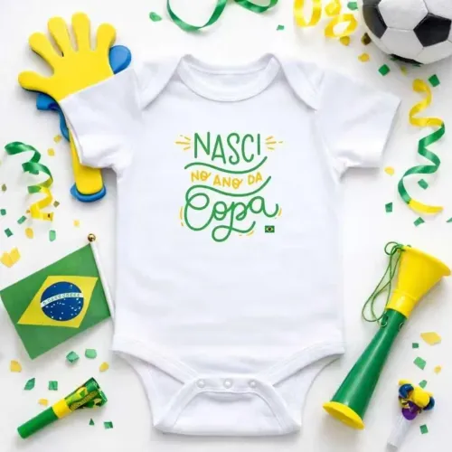  Body Infantil Copa do Mundo Personalizado com Nome - Novo- mesversário
