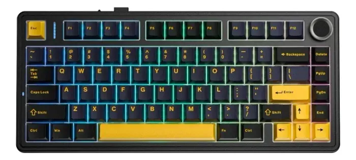 Teclado Mecânico Aula F75 Preto Sem Fio RGB 75% Tri Mode Bluetooth, 2.4ghz, USB-C NOVO!