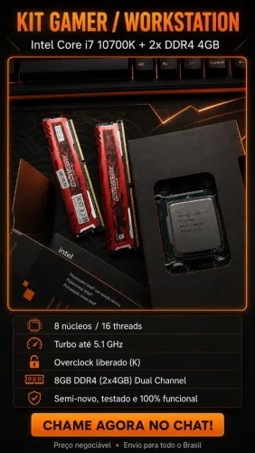 core i7 10700K R$900,00 + 8gb ram ddr4 R$300,00