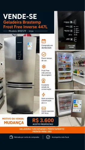 Geladeira Brastemp Frost Free Inverse 447L Inox - Modelo BRE57F