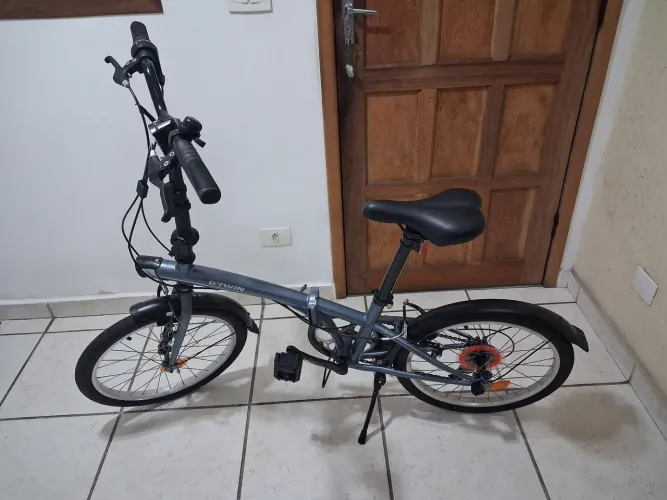 Bicicleta Dobrável de Ciclismo Urbano Tilt 120 Btwin Cinza