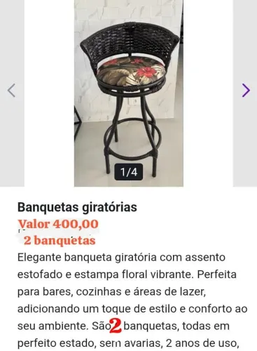 Banquetas giratórias bistrô