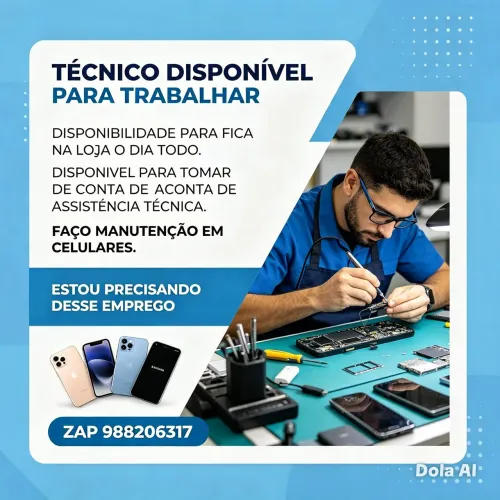 DISPONÍVEL TÉCNICO EM CELULARES
