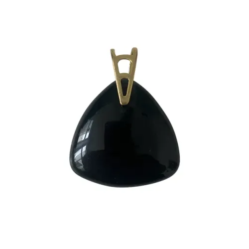 Pingente Panna Joias Maxi Triangular em Pedra Natural Ônix Negra