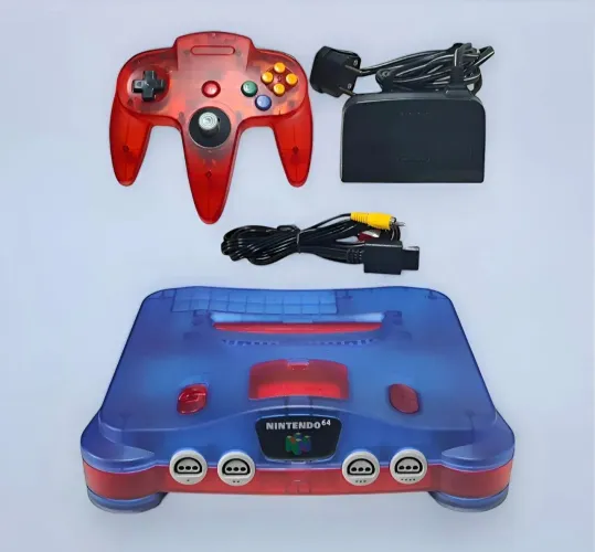 Nintendo 64 + 2 Jogos Versão Cereja Azul (custom) N64 Azul-escuro (Usado)