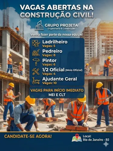 VAGAS CONSTRUÇÃO CIVIL
