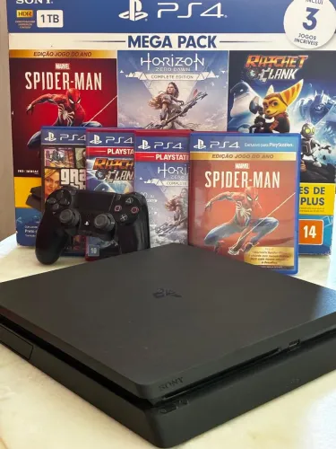 ? PS4 SLIM 1TB COMPLETO + 4 JOGOS FÍSICOS ? MEGA PACK ORIGINAL (oportunidade única)