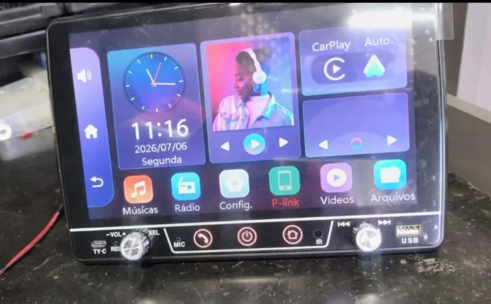 Multimídia 9 1 Din Android auto sem fio .a melhor