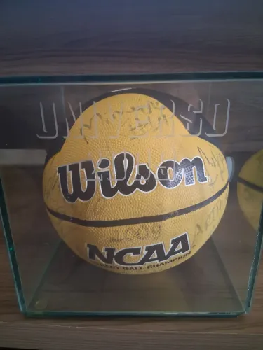 Bola de basquete autografada e na redoma