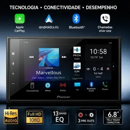 Multimidia Dmh Z6380 Tv 6.8 Polegadas Apple Carplay Android