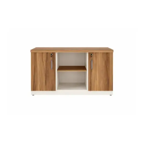 Armário Credenza Escritório Nogal Sevilha Branco Portas E Nicho Funcional - 34312