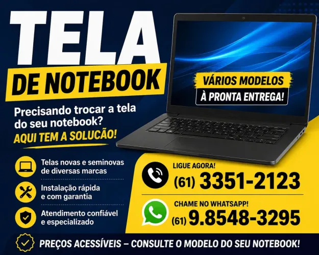 Tela de notebook temos 