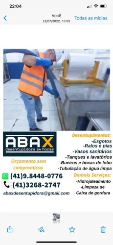 Desentupidora ABAX NÃO COBRO POR METRO.