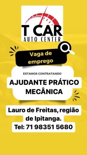 Vaga para auxiliar de mecânica, oficina em Lauro de Freitas