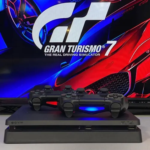 PS4 Slim 1 TB com 2 controles caixa e jogos 