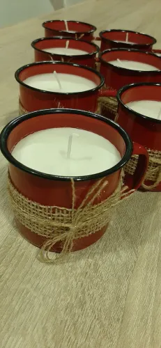 Kit 10 Velas na caneca de Ágata Vermelha