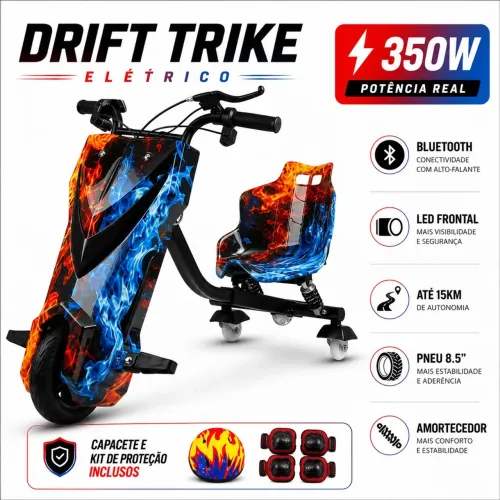Triciclo elétrico drift 350w roda 8.5 com amortecedor loja física com garantia