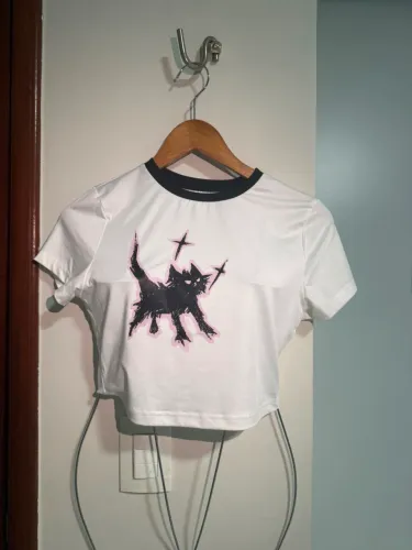 Blusa branca de gatinho P