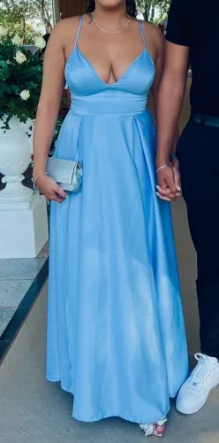Vestido de festa azul tiffany