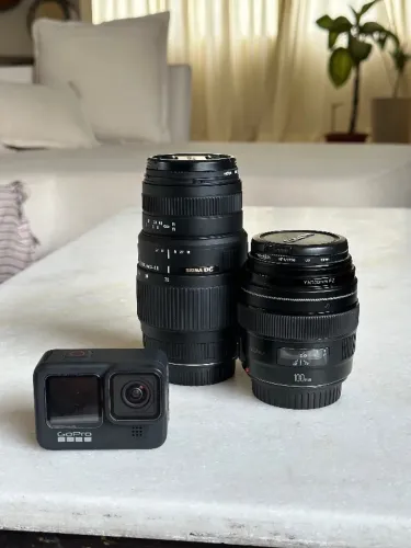 GoPro HERO9 Black + Lente 100mm Yongnuo + Lente Sigma 70-300mm