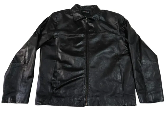JAQUETA MASCULINA COURO LEGÍTIMO PRETO MARCA FARBENE TAMANHO GG!!!