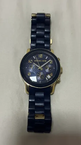 Relógio Michael Kors Feminino Azul e Dourado Cronógrafo Original