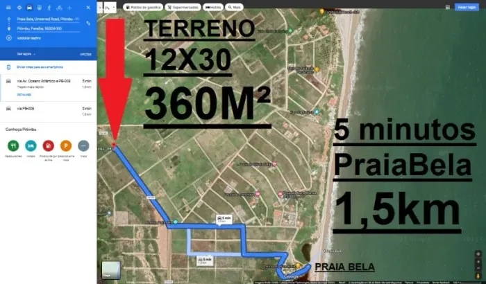 Terreno 12 X 30 Praia Bela PITIMBU-PB