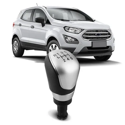 Manopla Bola Câmbio Ford Ecosport 2013 à 2018 / New Fiesta / Novo Ka - Preta e Prata