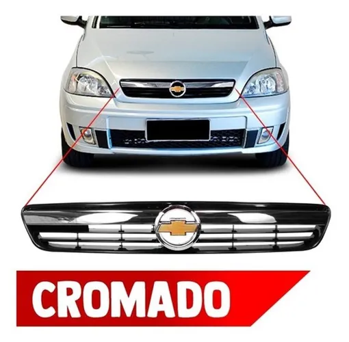 Grade dianteiro Corsa Montana 2008 2012 Friso Cromado 03 04 05 06 07 com emblema
