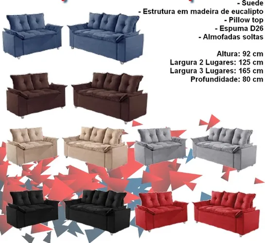 Sala conjunto sofá estofado de 2 e 3 lugares